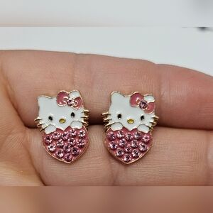Hello Kitty themed earrings, stud earrings,  women's,  girls,  pink, jewelry